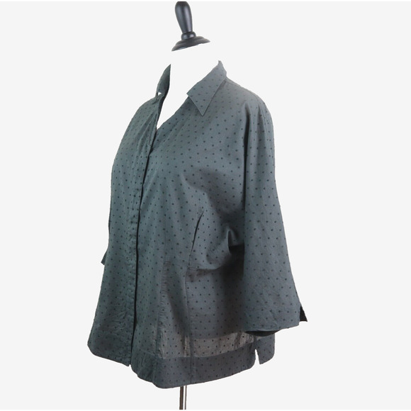 Soft Surroundings Size 1X Dotted Button Down Shirt Dolman Gray - Picture 1 of 10